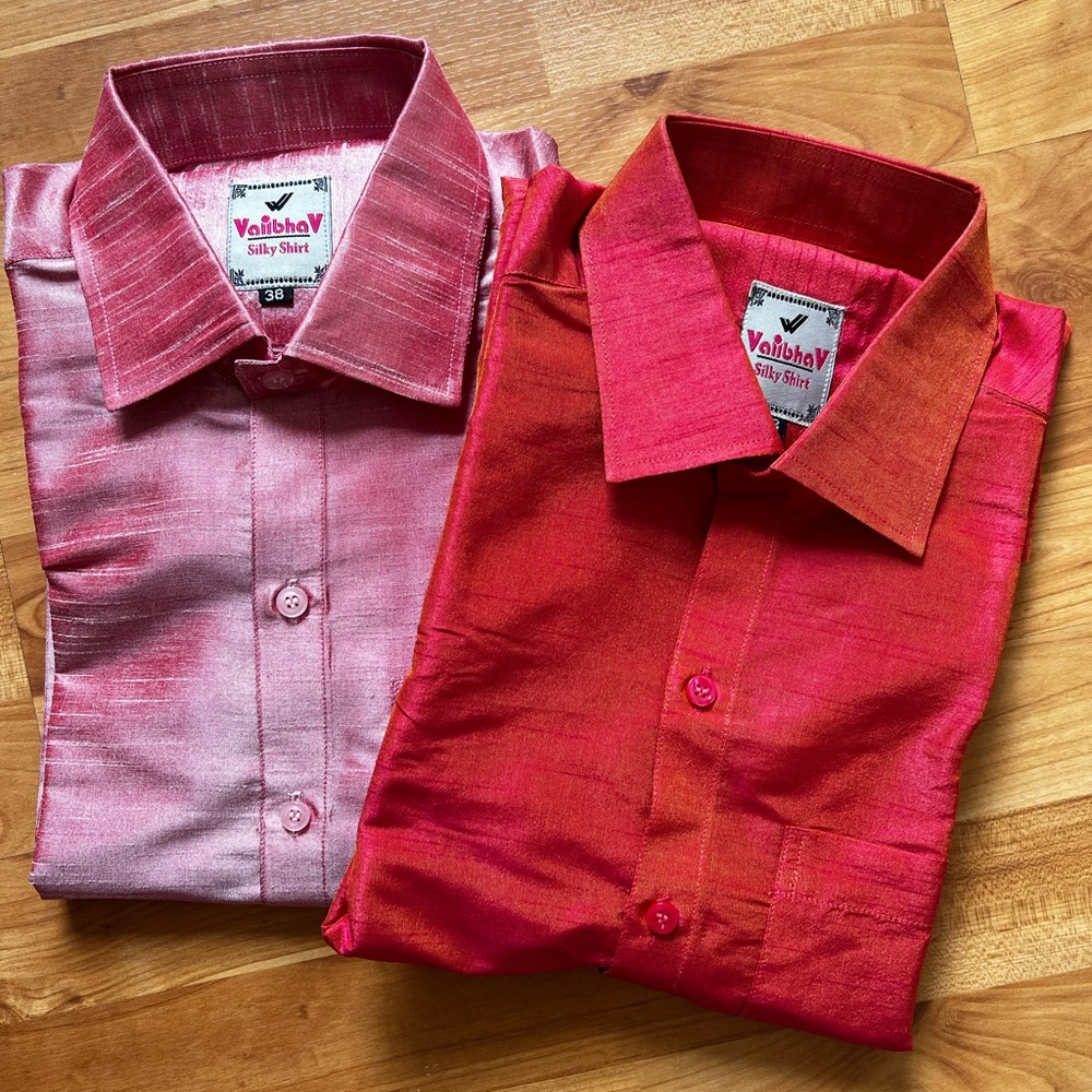 Men's Silk Shirt - Red and Pink